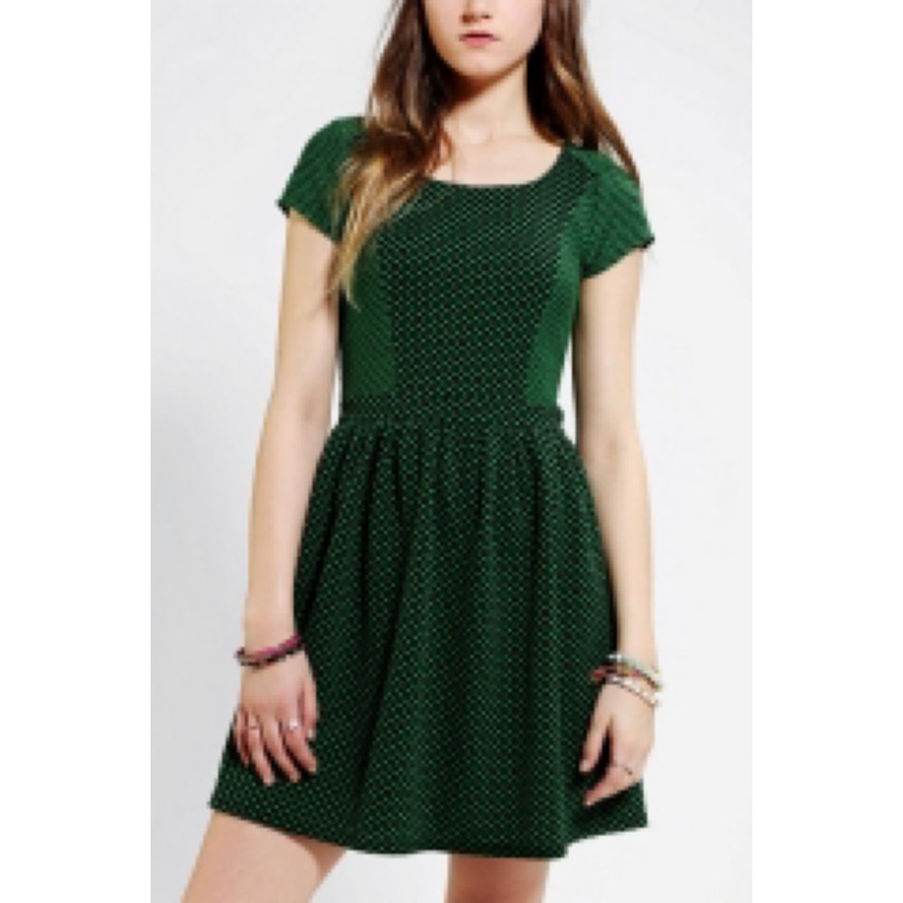 Black & Green Polka-Dot Dress
